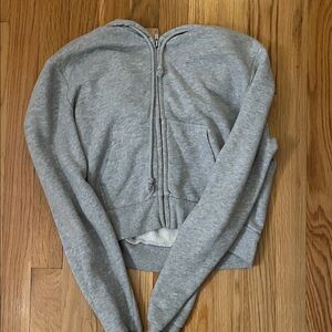 Gray Brandy Melville Cropped Zip-Up Hoodie
